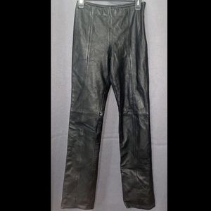 Black Vakko Sport Vintage Genuine Leather Pants - Genuine Satin Lined